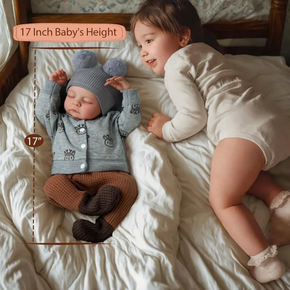 Lifelike Reborn Baby Dolls Silicone Full Body Boy 17 Inch Soft Body Newborn